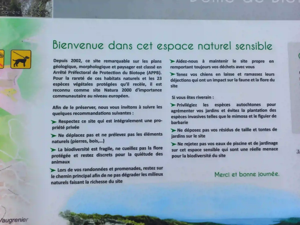 panneau explicatif natura 2000 du dome de biot