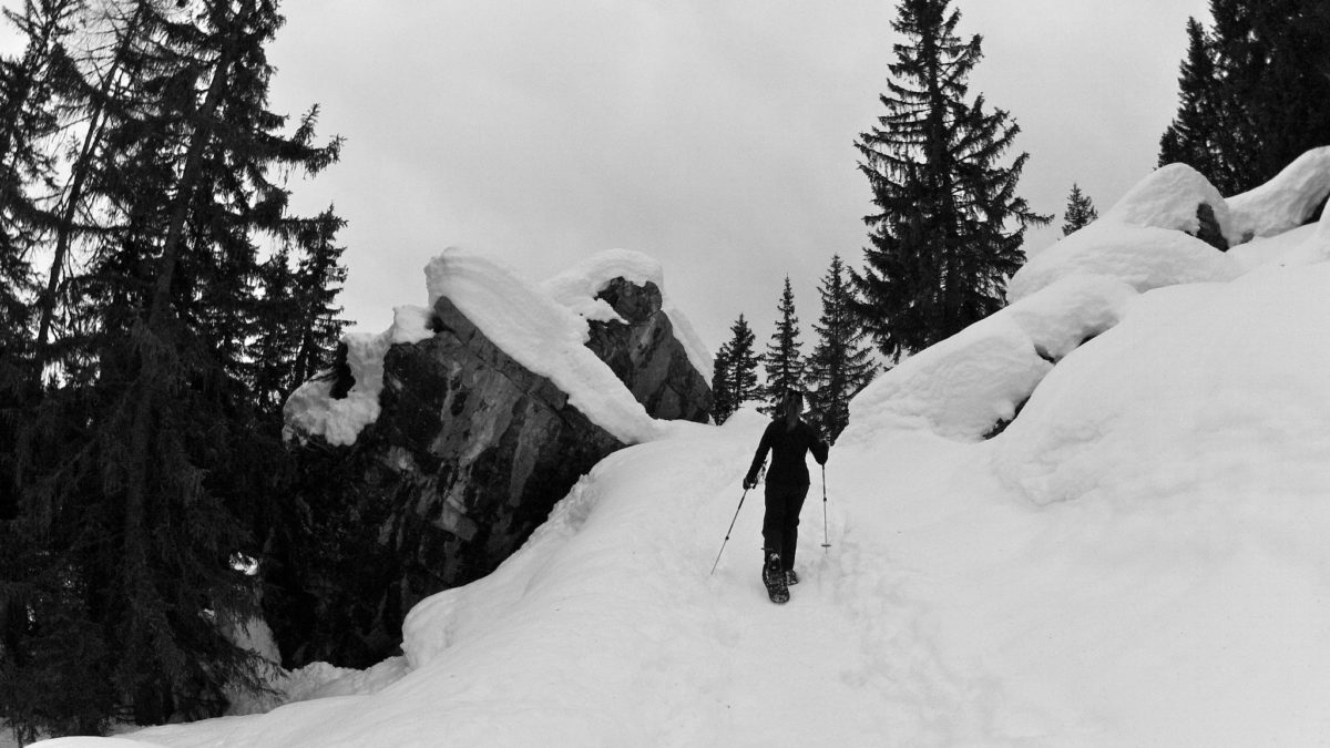 raquettes sur les pistes de la vesubie dans le parc du mercantour