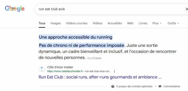 capture d'ecran soiree run eat club avis pour illustrer la page collaboration de cote d'azur insider