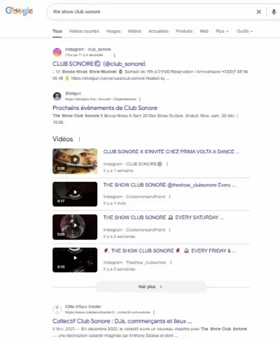capture d'ecran the show club sonore pour illustrer la page collaboration de cote d'azur insider