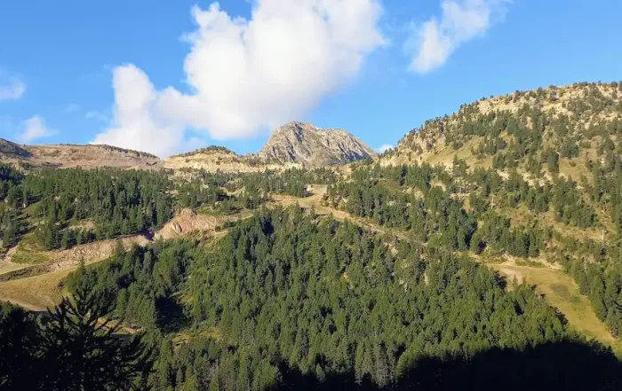 vue des pistes d'isola 2000 depuis l'immeuble pierre et vacances