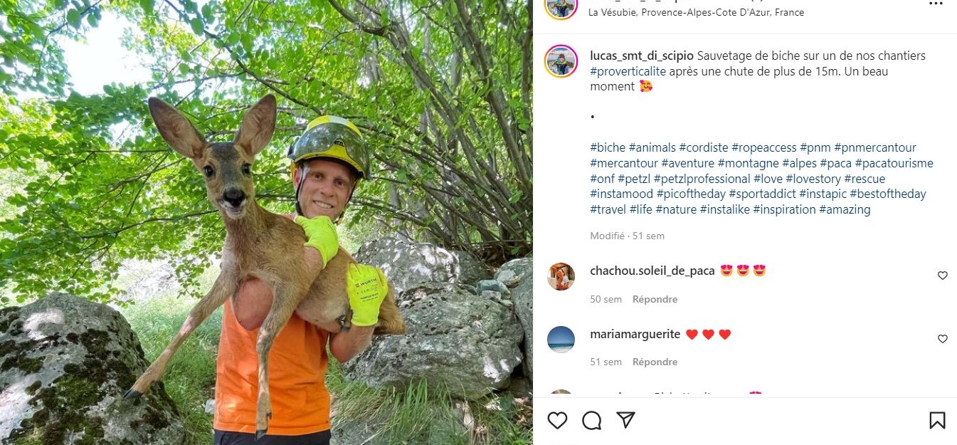 Lucas en flagrant délit de sauvetage de biche 