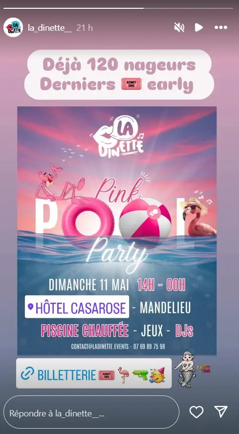 story de la dinette du 29 avril 2025 montrant que 120 billets sont deja partis