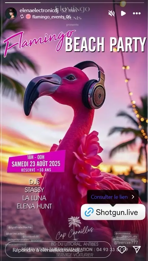prochaine flamingo beach party le 23 aout 2025 quelque part sur la cote d'azur