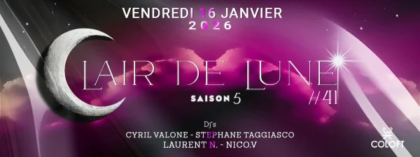 flyer soiree clair de lune party au coloft le 16 janvier avec laurent n., nico v., kaiser et cyril valone