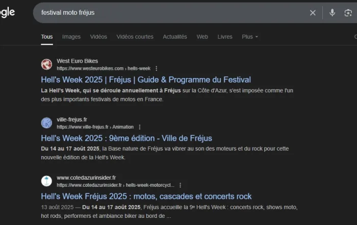 preuve de classements sur google de la hells week frejus 2025