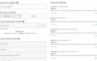 preuve de classements sur google de la hells week frejus 2025 via l'outil serp checker