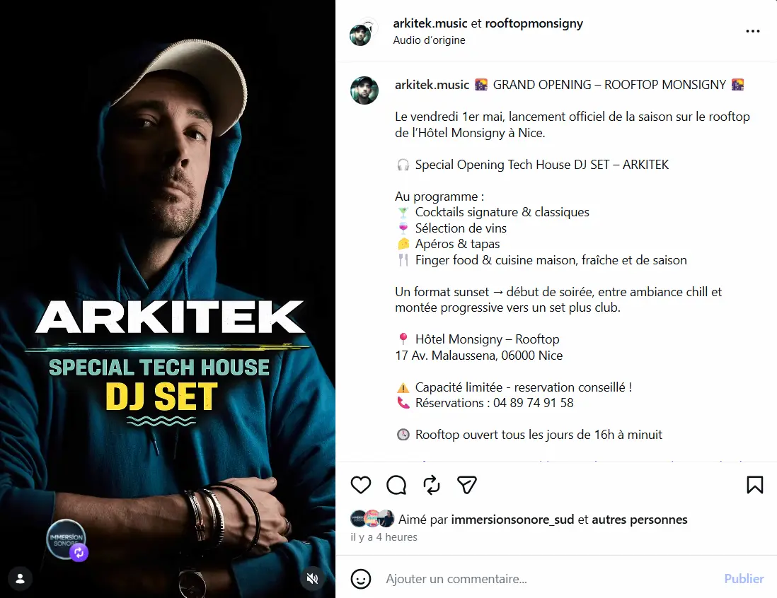 Le rooftop de Hôtel Monsigny lance sa saison le 1er mai avec une soirée qui donne le ton. Au programme, un set tech house signé Arkitek.