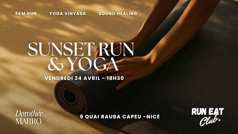 flyer sunset run and yoga by dorothee marro et run eat club