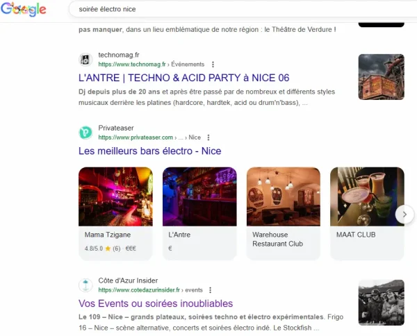 capture d'ecran soiree electro nice pour illustrer la page collaboration de cote d'azur insider