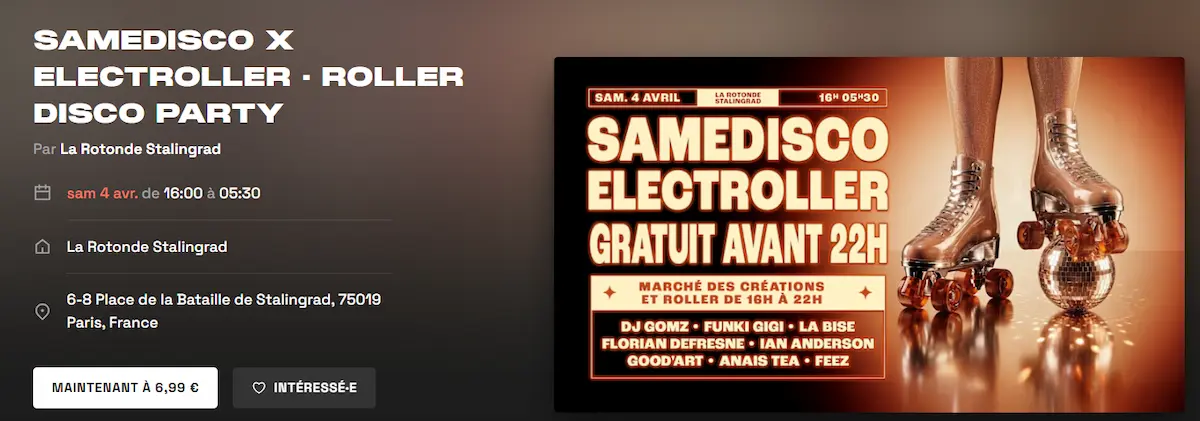flyer du prochain event electroroller a la rotonde stalingrad a paris avec florian defresne 