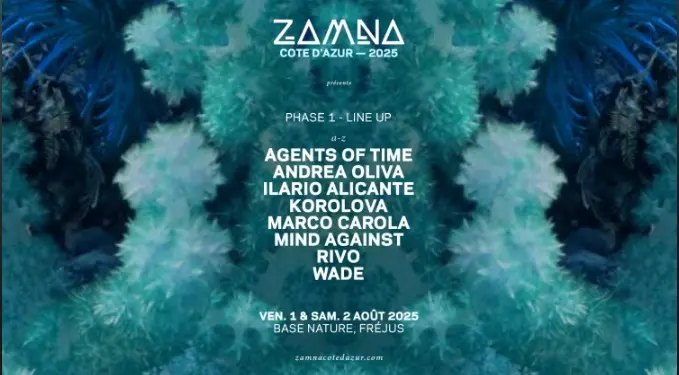 copie ecran devoilant la 1ere partie de la programmation du zamna festival ayant lieu a frejus debut aout 2025
