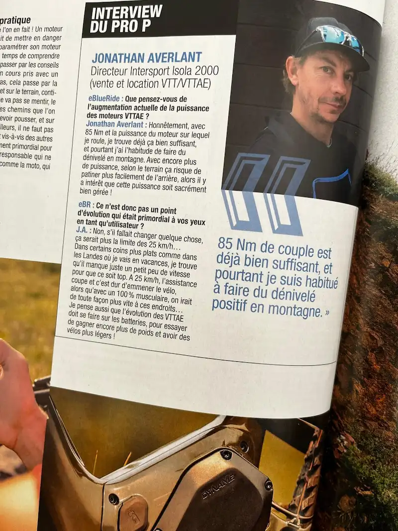 interview de jonathan averlant dans un magazine de VTT