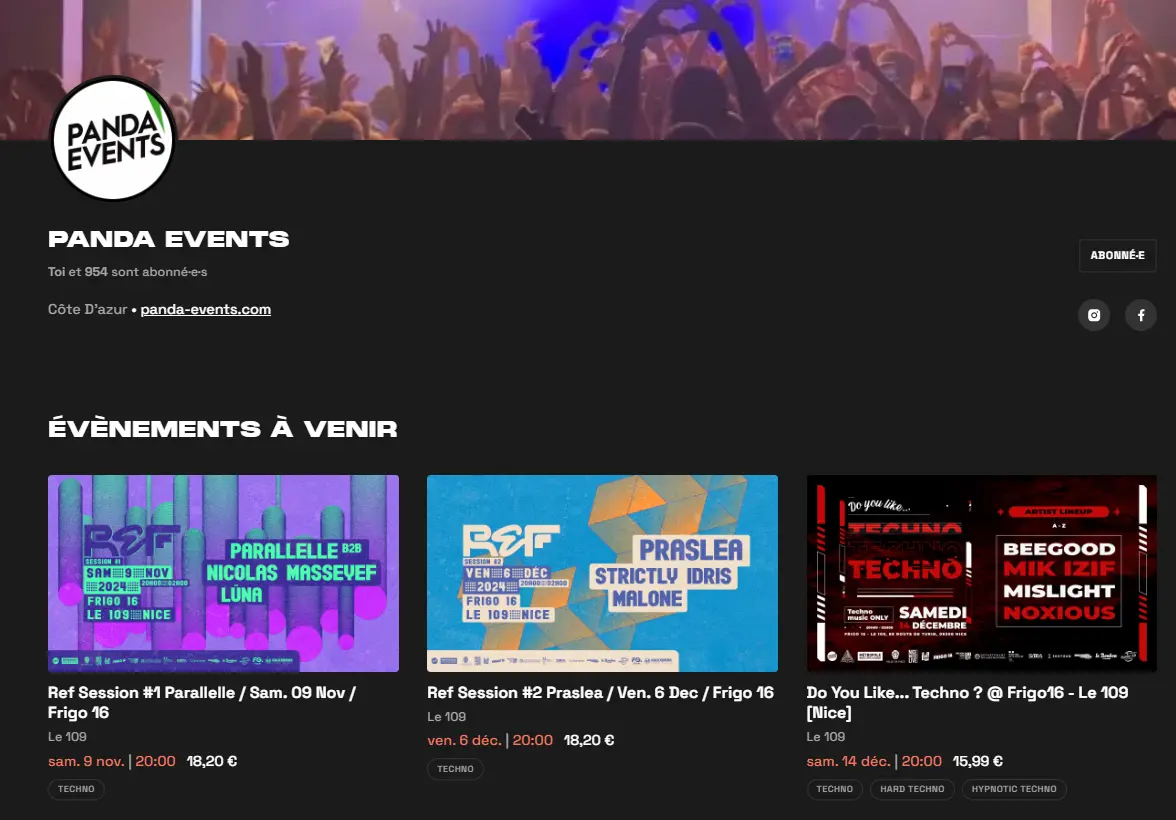 Site du panda Events