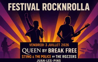 image IA pour illustrer le festival rocknrolla du 3 juillet 2026 a juan les pins