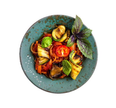 Assiette de plat gourmand dans un resto branché de la Côte d'Azur