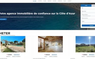 screen du site internet d'angeles immobilier, agence independante a antibes sur la cote d'azur