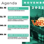 Flyer des soirées V & B à Vallauris pour le mois de novembre 2022