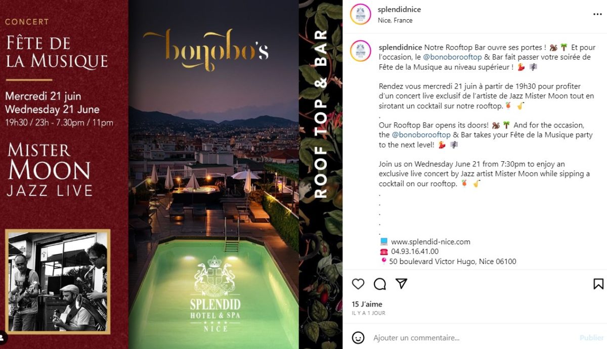 impression ecran de l'annonce de la reouverture du splendid hotel et spa a nice