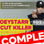 flyer de la salle nicoise stockfish montrant que le concert de Joey Starr et Cut Killer est complet