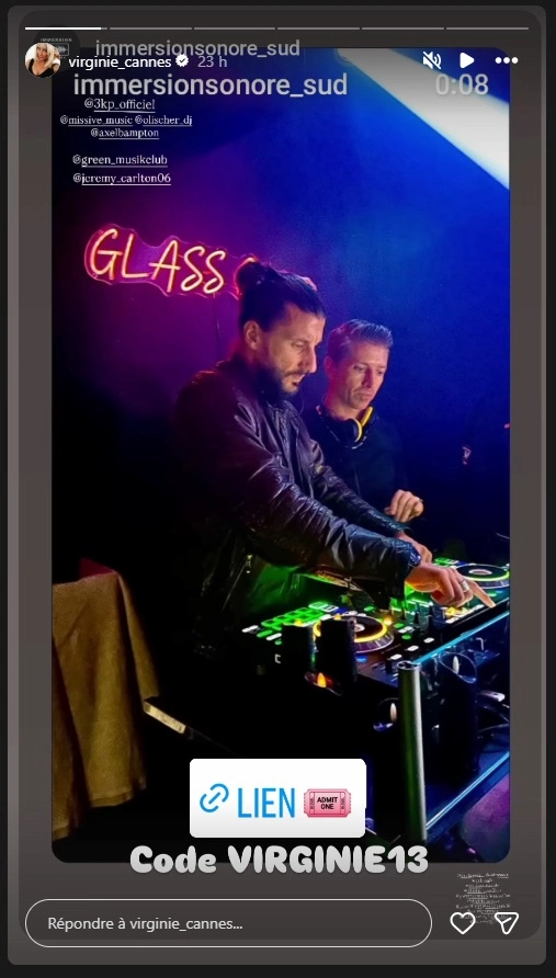 story instagram olischer et axel BAMPTON dj set glass club cannes